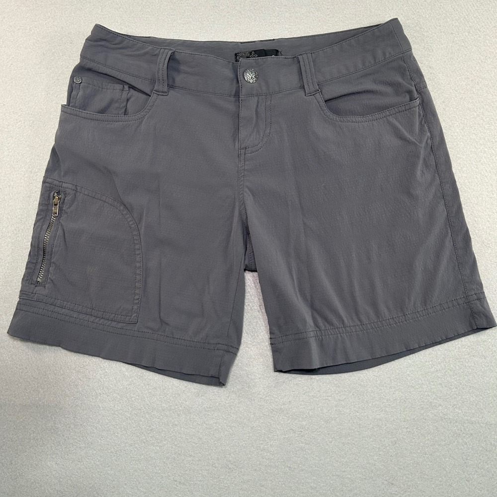 Prana Halle Shorts Womens 2 Gray Stretch Hiking Outdoor Cargo